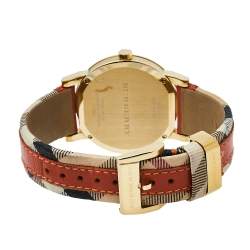 Pre Owned ساعة يد رجالية بربري بي يو9016 ستانلس ستيل مطلي بالذهب بيج 38 مم