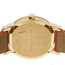 Pre Owned ساعة يد رجالية بربري بي يو9016 ستانلس ستيل مطلي بالذهب بيج 38 مم