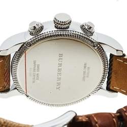 Pre Owned Burberry White Stainless Steel The Utilitarian House Check BU7820 Men's Wristwatch 42 mm