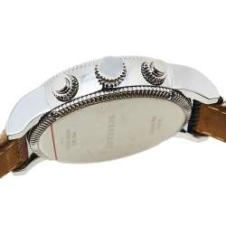 Pre Owned Burberry White Stainless Steel The Utilitarian House Check BU7820 Men's Wristwatch 42 mm