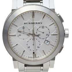 Pre Owned Burberry Silver Stainless Steel Classic Chrono BU9350 Men's Wristwatch 42 mm