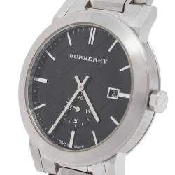 Pre Owned Burberry Black Stainless Steel BU9901 Men's Wristwatch 42 mm