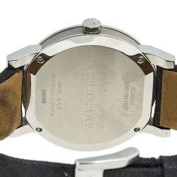 مملوكة مسبقًا ساعة يد رجالية بربري هيريتدج BU9024 جلد ستانلس ستيل رصاصي 38 مم