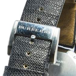 مملوكة مسبقًا ساعة يد رجالية بربري هيريتدج BU9024 جلد ستانلس ستيل رصاصي 38 مم