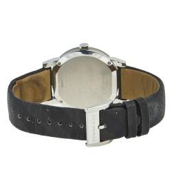 مملوكة مسبقًا ساعة يد رجالية بربري هيريتدج BU9024 جلد ستانلس ستيل رصاصي 38 مم