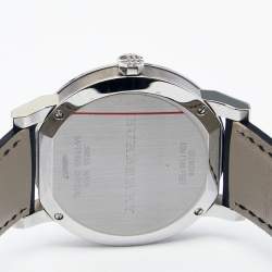 Pre Owned Burberry Silver Stainless Steel Leather The City BU9008 Men's Wristwatch 38 mm