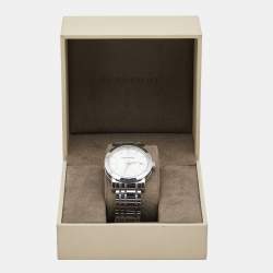 Pre Owned Burberry Silver Stainless Steel Heritage BU1350 Men's Wristwatch 38 mm