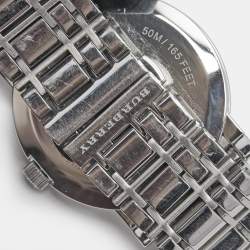Pre Owned Burberry Silver Stainless Steel Heritage BU1350 Men's Wristwatch 38 mm