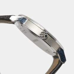 Pre Owned Burberry Grey Stainless Steel Leather Heritage BU9024 Men's Wristwatch 38 mm