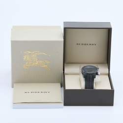 Pre Owned Burberry Black PVD Coated Stainless Steel Rubber Sport BU7724 Men's Wristwatch 44 mm
