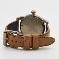 مملوكة مسبقًا Burberry Black Ion Plated Stainless Steel Leather Military BU7831 Men's Wristwatch 40 mm 