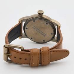 مملوكة مسبقًا Burberry Black Ion Plated Stainless Steel Leather Military BU7831 Men's Wristwatch 40 mm 