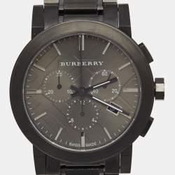 Pre Owned Burberry Grey Ion Plated Stainless Steel The City BU9354 Men's Wristwatch 42 mm 