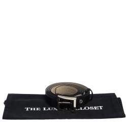 Pre Owned Bvlgari Black Leather  Buckle Belt 110CM