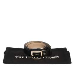 Pre Owned Bvlgari Black Leather Buckle Belt 110CM