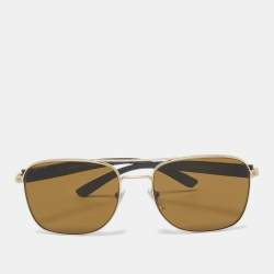 Bvlgari Matte Gold/Black 5050 Polarized Square Sunglasses