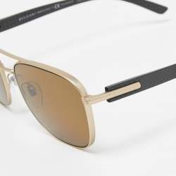 Bvlgari Matte Gold/Black 5050 Polarized Square Sunglasses