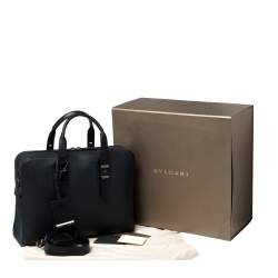 Bvlgari Deep Midnight Blue Leather Zip Briefcase