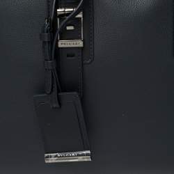 Bvlgari Deep Midnight Blue Leather Zip Briefcase