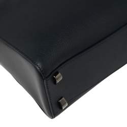 Bvlgari Deep Midnight Blue Leather Zip Briefcase