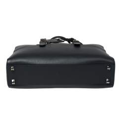 Bvlgari Deep Midnight Blue Leather Zip Briefcase