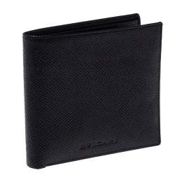 Bvlgari Black Grained Leather Bifold Wallet