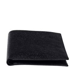 Bvlgari Black Grained Leather Bifold Wallet