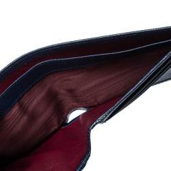 Bvlgari Navy Blue Grained Leather Bifold Wallet