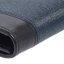 Bvlgari Blue/Black Leather Scaglie Long Wallet
