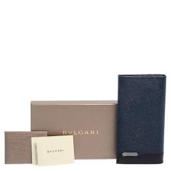 Bvlgari Blue/Black Leather Scaglie Long Wallet