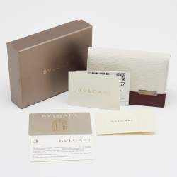 Bvlgari Burgundy/White Leather Card Holder