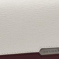 Bvlgari Burgundy/White Leather Card Holder