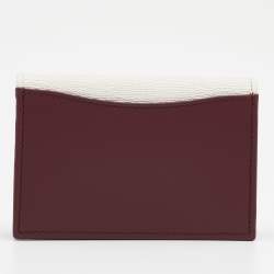 Bvlgari Burgundy/White Leather Card Holder