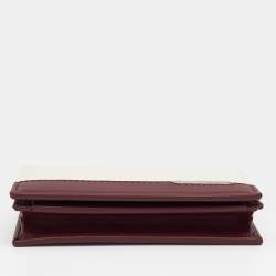 Bvlgari Burgundy/White Leather Card Holder