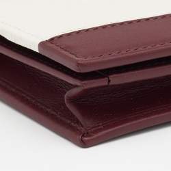 Bvlgari Burgundy/White Leather Card Holder