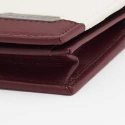 Bvlgari Burgundy/White Leather Card Holder