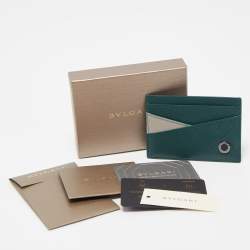 Bvlgari Green/Grey Leather Bvlgari Bvlgari Card Holder
