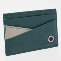 Bvlgari Green/Grey Leather Bvlgari Bvlgari Card Holder