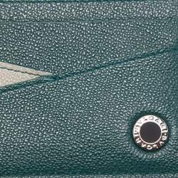 Bvlgari Green/Grey Leather Bvlgari Bvlgari Card Holder