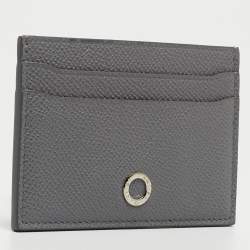 Bvlgari Grey Grain Leather Bvlgari Bvlgari Card Holder