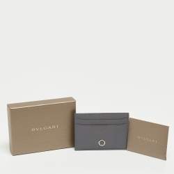 Bvlgari Grey Grain Leather Bvlgari Bvlgari Card Holder