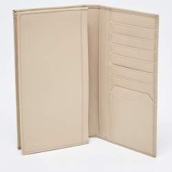 Bvlgari Two Tone Beige Leather Bifold Long Wallet