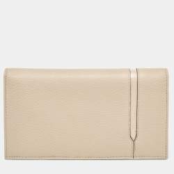 Bvlgari Two Tone Beige Leather Bifold Long Wallet