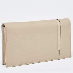 Bvlgari Two Tone Beige Leather Bifold Long Wallet