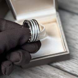 Pre Owned Bvlgari B.zero1 18K White Gold and Diamond Band Ring EU 60