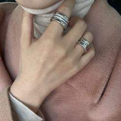 Pre Owned Bvlgari B.zero1 18K White Gold and Diamond Band Ring EU 60