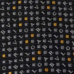 Bvlgari Black Alphabet Seven-Fold Anthracite Jacquard Silk Tie