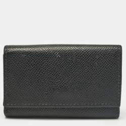 Bvlgari Black Leather Flap Key Holder 
