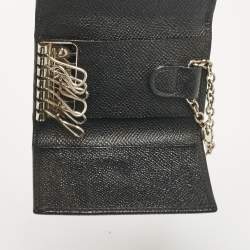 Bvlgari Black Leather Flap Key Holder 