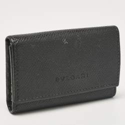 Bvlgari Black Leather Flap Key Holder 
